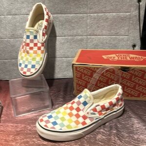Vans custom Slip-On‎ Checkerboard rainbow Shoes